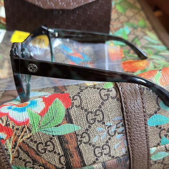 NEW GUCCI DOUBLE GG SUNGLASSES FRAME EYEBROW MASK BLUE TORTOISE 3782 TEAL BROWN - Picture 9 of 16